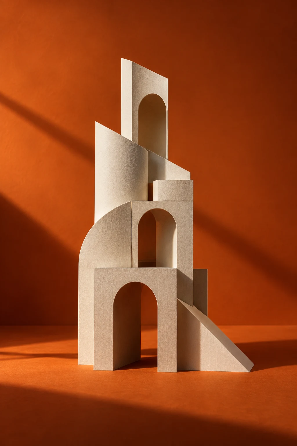 Ivory paper architecture against burnt orange